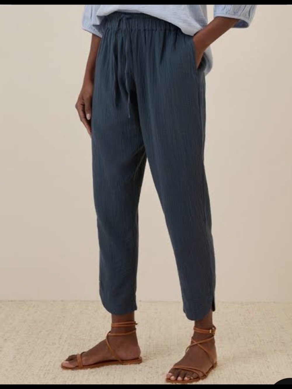 Pact XS-S Organic Double Gauze Coastal Lightweight Tapered Pants Charcoal Gray